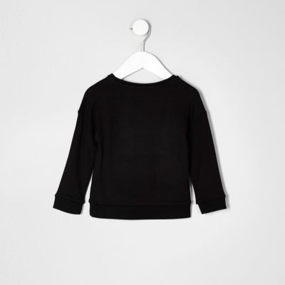 Mini girls black metallic print sweatshirt